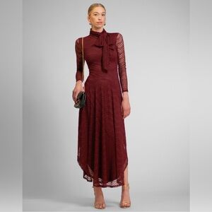 New Rachel Roy Women's Beatrice Lace Mock Neck Maxi Dress. XLarge. Dark Red.